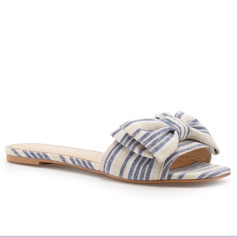 🍃💕NIB Botkier New York Striped Beach Bow Slides - Picture 2 of 12